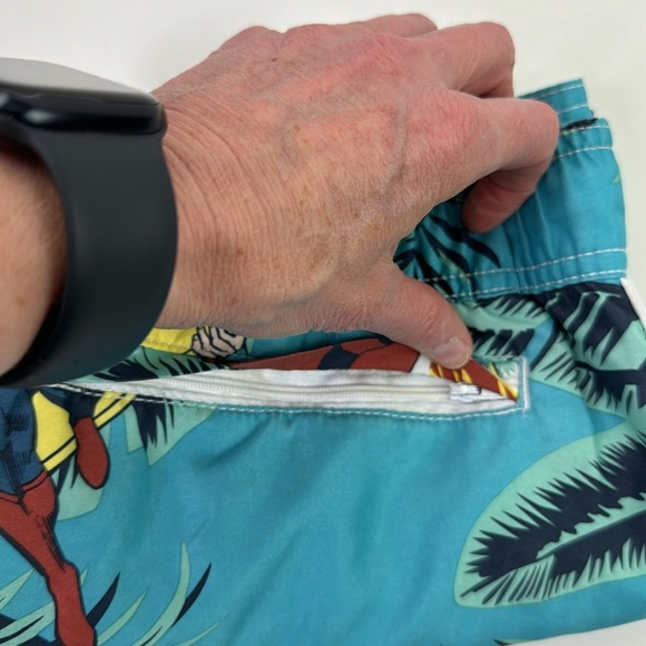 DC Comics Men's/Unisex Superman Surfing Tropical Blue Board Shorts - Picture 10 of 11